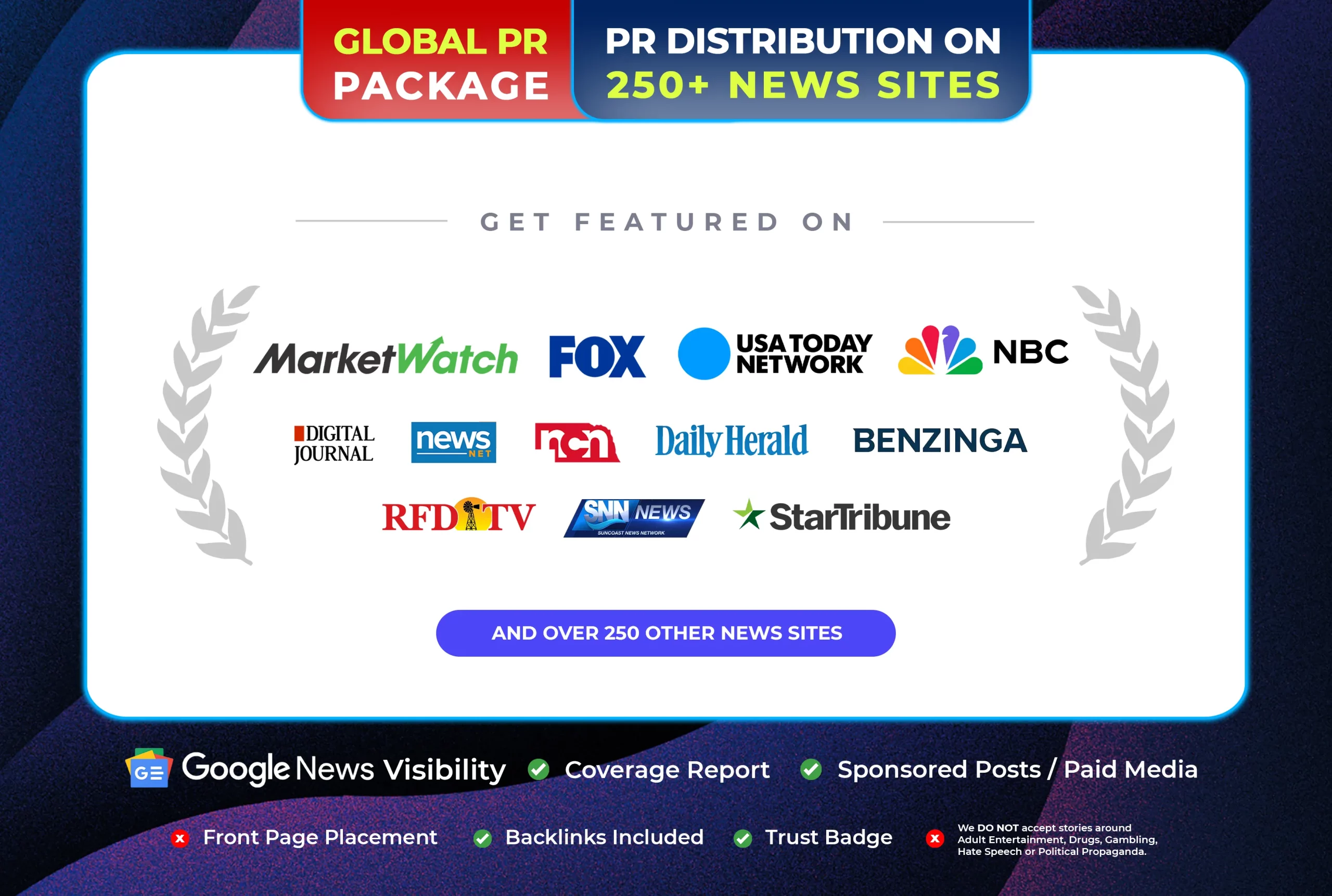 Global PR (Get Featured on Market Watch, Fox, USA Today Network & 250+ Other News Sites)